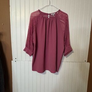 White Birch Lace Sleeve Blouse - Mauve